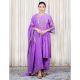 Purple Gathered Kurta Set with Hand Embroidery